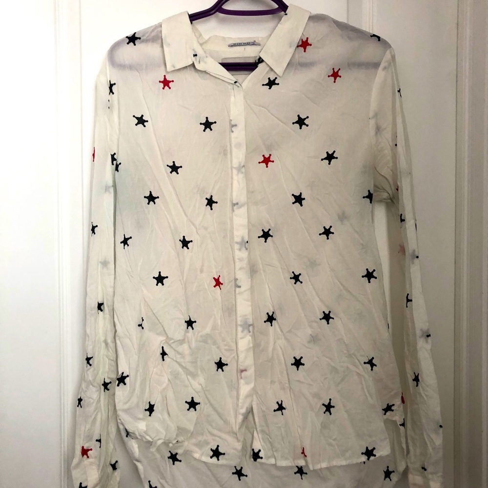 Scotch and soda blue and red star shirt